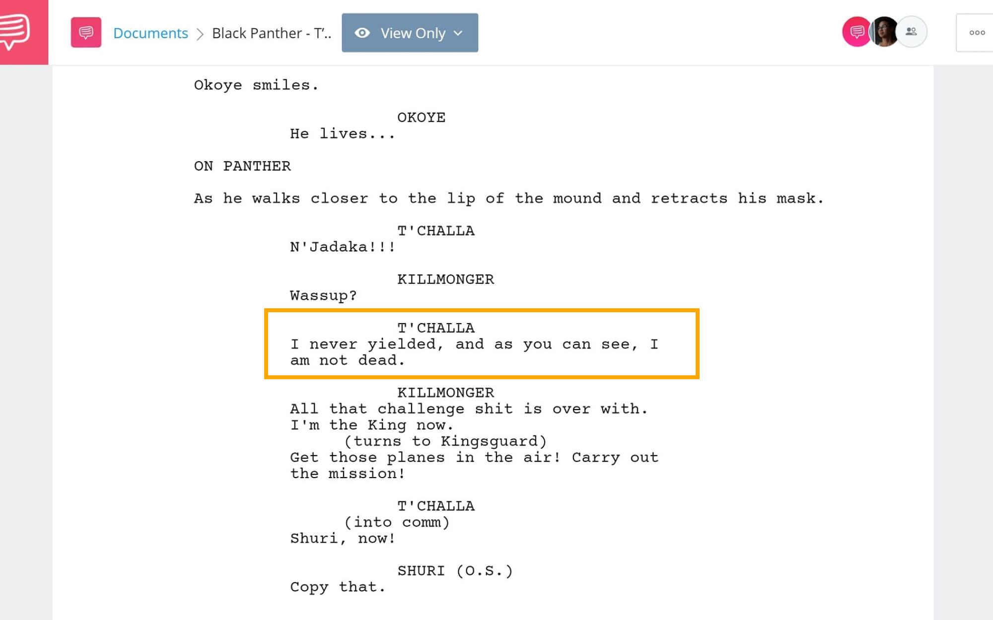 black panther movie script pdf